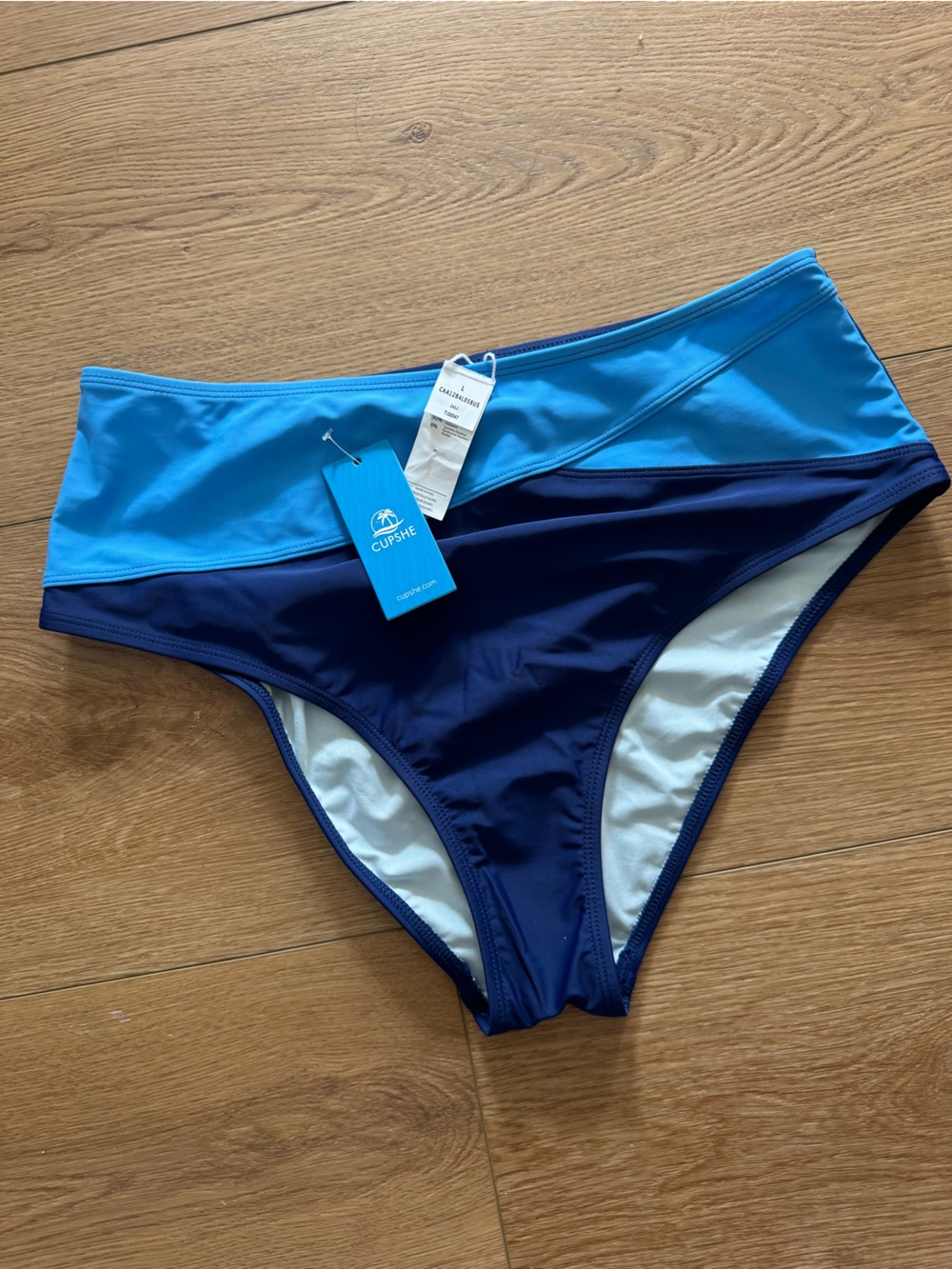 Cupshe Navy and Sky Blue Racerback Sports Bikini Top